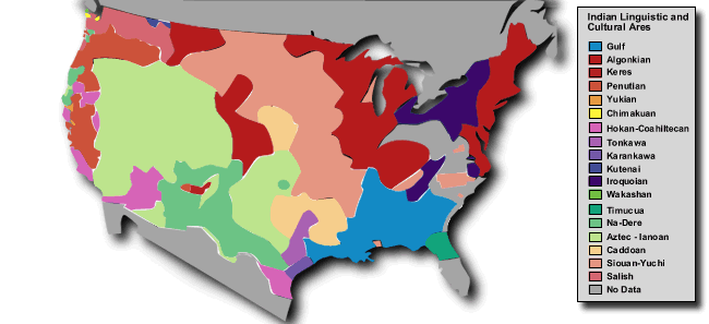 Map of US Indian Tribal and Linguistic Areas